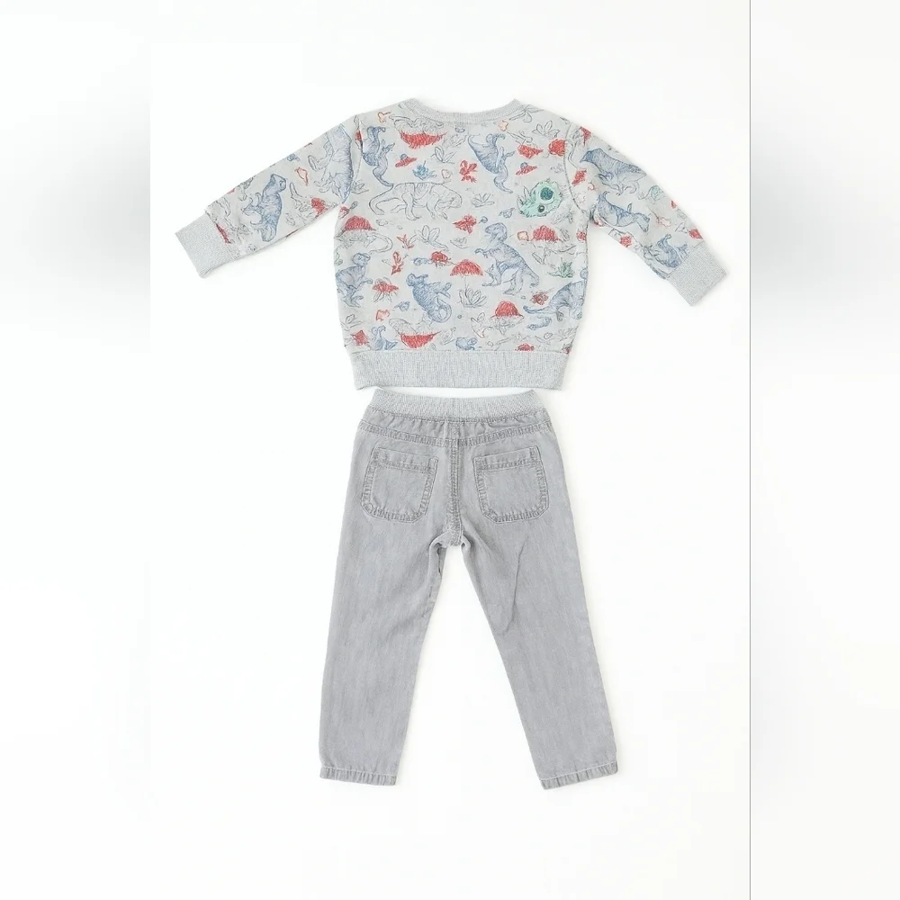 Jumping Beans Dinosaur Sweatshirt + Simple Joys by Carter’s Gray Pants Set (3T)